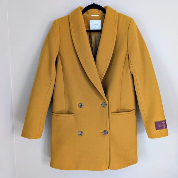 Aritzia WILFRED Wool Cashmere Blend Coat Women's Mustard Size M - Picture 1 of 9